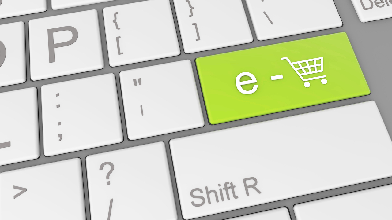 grafika klawiatura ze znaczkiem na jednym klawiusz e-commerce